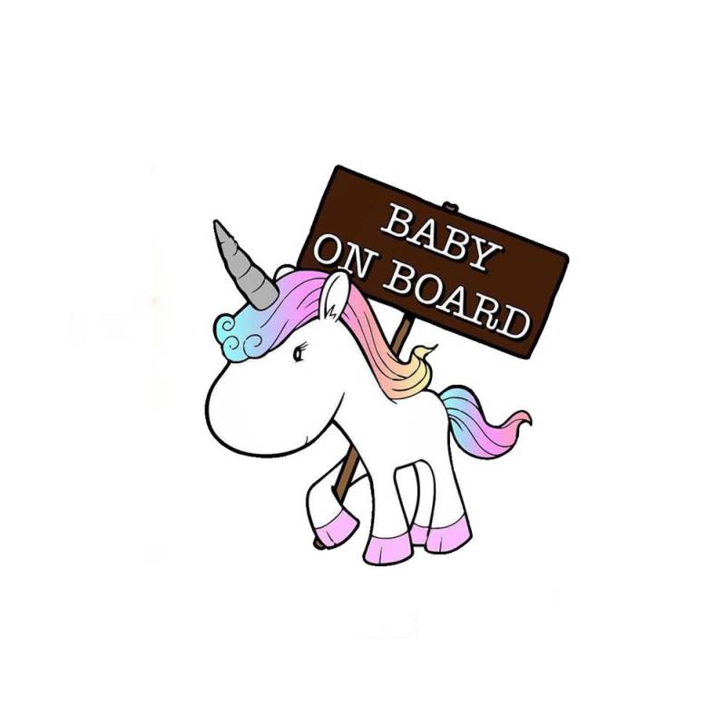 greestick Auto Aufkleber Einhorn Baby on Board bunt 12x17cm Unicorn cool Car Sticker Mädchen Junge von greestick