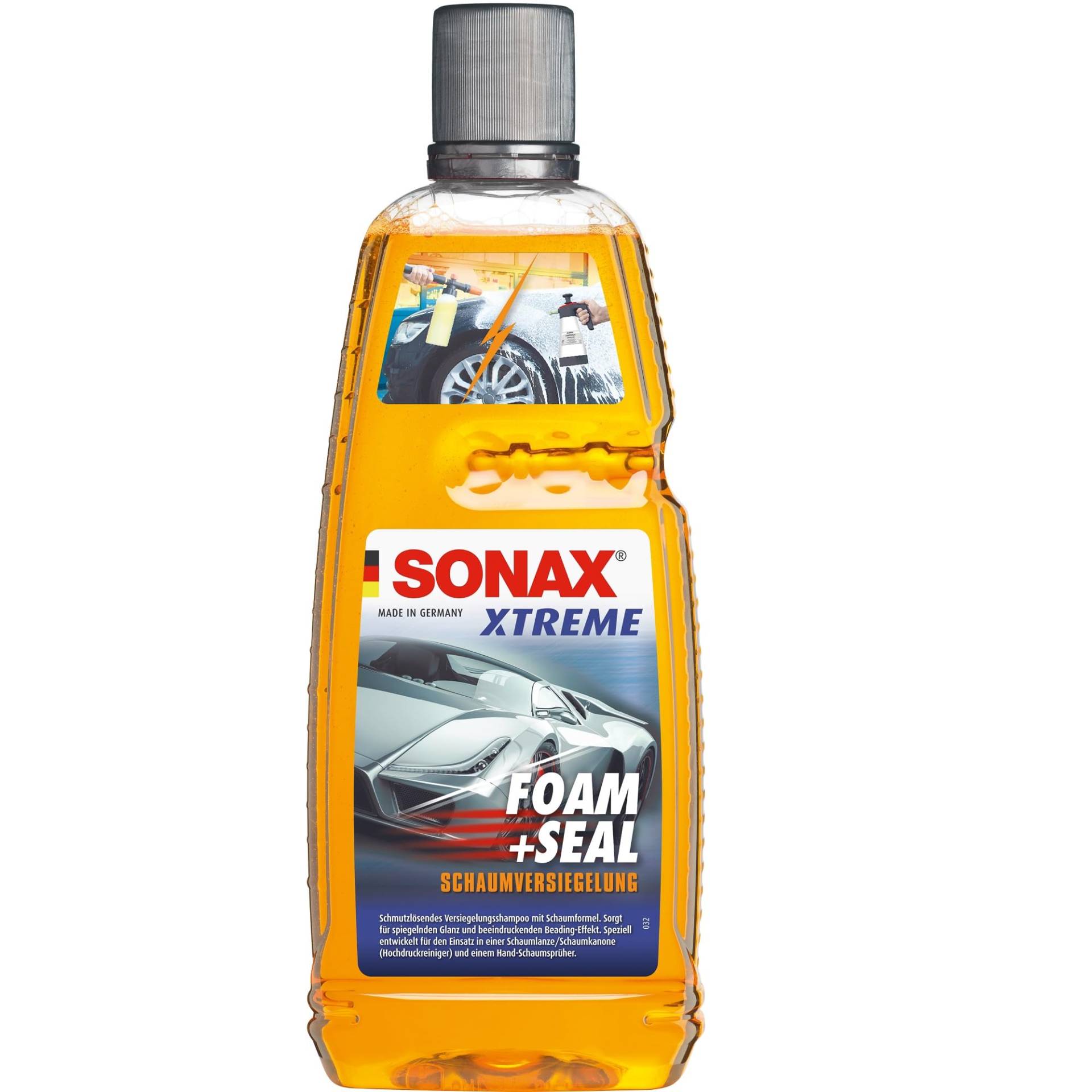 SONAX Xtreme Foam+Seal (1 Liter) Schmutzlösendes Versiegelungsshampoo mit Schaumformel. Gibt den maximalen Glanz zurück & frischt vorhandene Versiegelungen auf | Art-Nr. 02513000 von SONAX