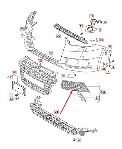 Passend für Audi A1 S1 8X Frontstoßstange rechts Kühlergrill 8Xa807648Y9B 2016 Original von gtvtrading