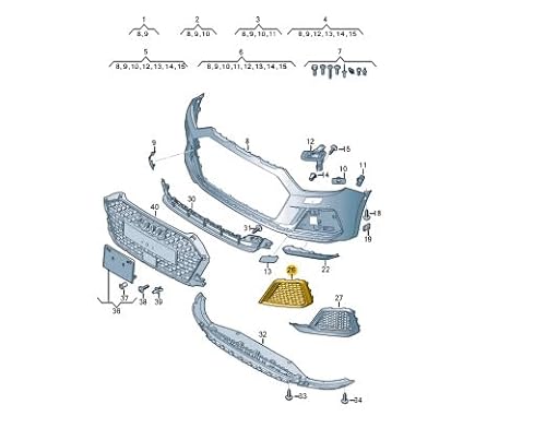 Passend für Audi A1 Sportback Gb Stoßstangengitter vorne links 82A807681F9B9 Original von gtvtrading