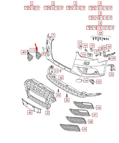 Passend für Audi A3 8Pa Frontstoßstange rechts Kühlergrill 8V3807682M9B9 2013 Original von gtvtrading