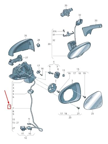 Passend für Audi A3 8V Außenspiegel Vorne Links RHD 8V5857409G9B9 Original von gtvtrading