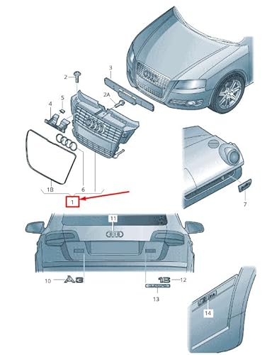 Passend für Audi A3 Sportback 8P Kühlergrill 8P0853651N T94 8P0853651Nt94 Original von gtvtrading