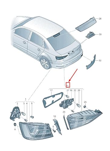 Passend für Audi A3 Sportback 8V Heckklappe Rückleuchte Hinten Links 8V5945093H Original von gtvtrading