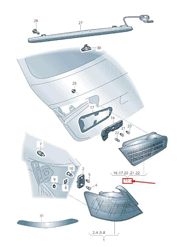 Passend für Audi A3 Sportback 8V Heckklappe Rückleuchte Hinten Rechts 8V3945094B Original von gtvtrading