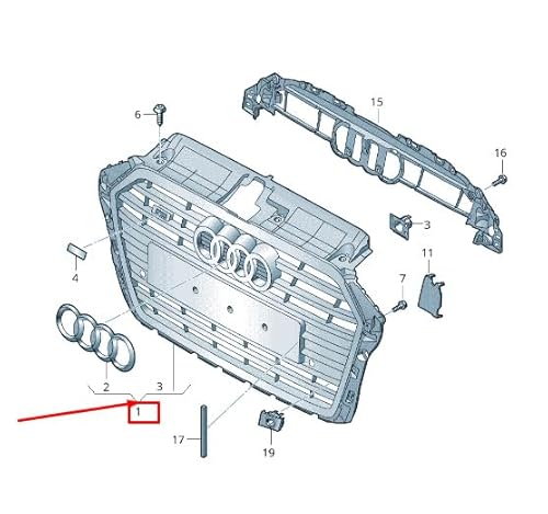 Passend für Audi A3 Sportback 8V Kühlergrill 8V3853651AE1RR 8V3853651AE 1RR Original von gtvtrading