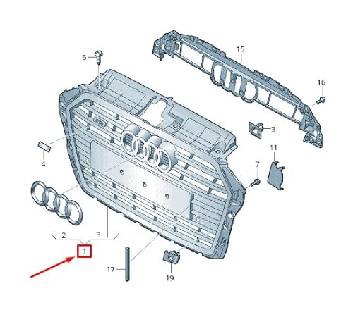 Passend für Audi A3 Sportback 8V Kühlergrill 8V3853651Ar 1Rr 8V3853651Ar1Rr Original von gtvtrading