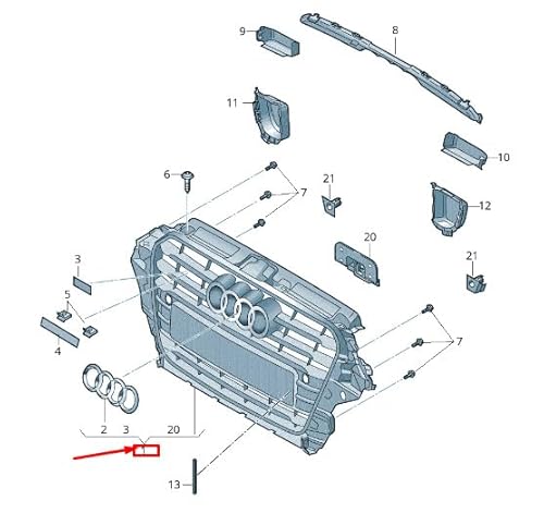 Passend für Audi A3 Sportback 8V Kühlergrill 8V3853651K1Rr 8V3853651K 1Rr Original von gtvtrading