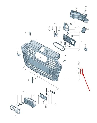 Passend für Audi A3 Sportback 8V Kühlergrill 8V4853597Ae3Fz 8V4853597Ae 3Fz Original von gtvtrading