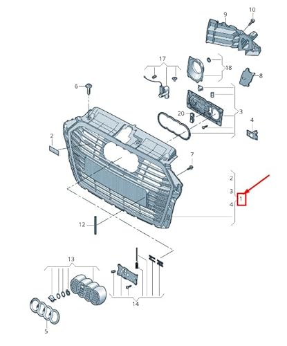 Passend für Audi A3 Sportback 8V Kühlergrill 8V4853597Ag 3Fz 8V4853597Ag3Fz Original von gtvtrading