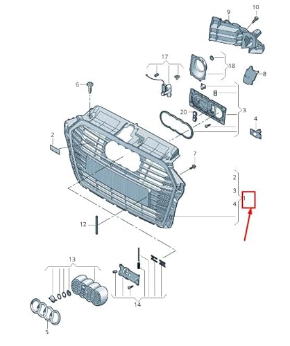 Passend für Audi A3 Sportback 8V Kühlergrill 8V4853597Am 3Fz 8V4853597Am3Fz Original von gtvtrading