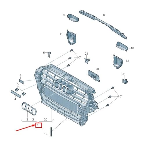 Passend für Audi A3 Sportback 8V Kühlergrill 8V5853651G 1Qp 8V5853651G1Qp Original von gtvtrading