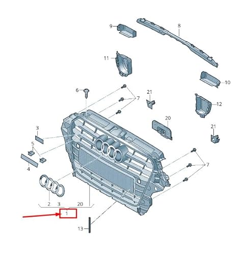 Passend für Audi A3 Sportback 8V Kühlergrill 8V5853651H Cka 8V5853651Hcka Original von gtvtrading