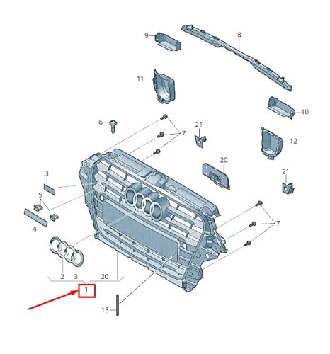 Passend für Audi A3 Sportback 8V Kühlergrill 8V5853651J1Qp 8V5853651J 1Qp Original von gtvtrading