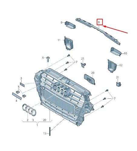 Passend für Audi A3 Sportback 8V Kühlergrillblende vorne 8V5853037C Original von gtvtrading