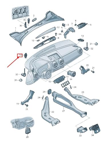 Passend für Audi A3 Sportback 8V Lüftungsgitter Armaturenbrett Links Lhd 8V18197936Ps Original von gtvtrading