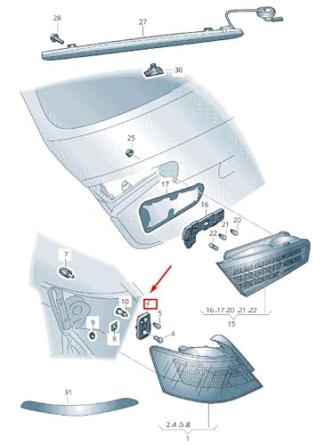 Passend für Audi A3 Sportback 8V Rücklicht Lampenträger Hinten Rechts 8V3945258C Original von gtvtrading