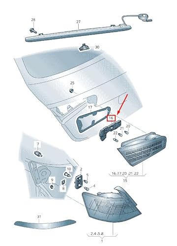 Passend für Audi A3 Sportback 8V Rücklicht Lampenträger Hinten Rechts 8V3945258D Original von gtvtrading