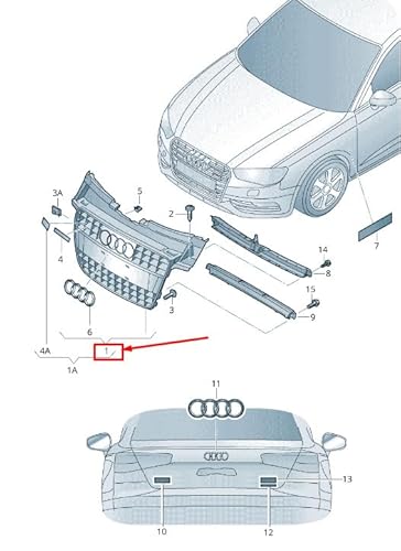 Passend für Audi A4 Allroad B8 Kühlergrill 8K0853651Aet94 8K0853651Ae T94 Original von gtvtrading