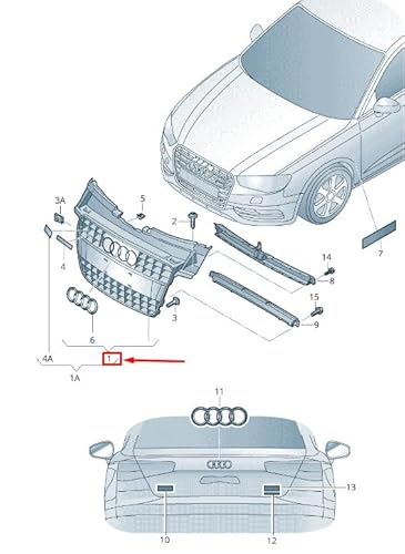 Passend für Audi A4 Avant B8 Kühlergrill 8K0853651H T94 8K0853651Ht94 Original von gtvtrading