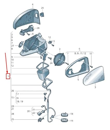 Passend für Audi A4 Avant B9 Außenspiegel Vorne Rechts Lhd 8W1857410Ae9B9 Original von gtvtrading