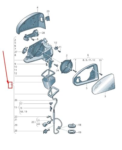 Passend für Audi A4 Avant B9 Außenspiegel Vorne Rechts RHD 8W2857410E9B9 Original von gtvtrading