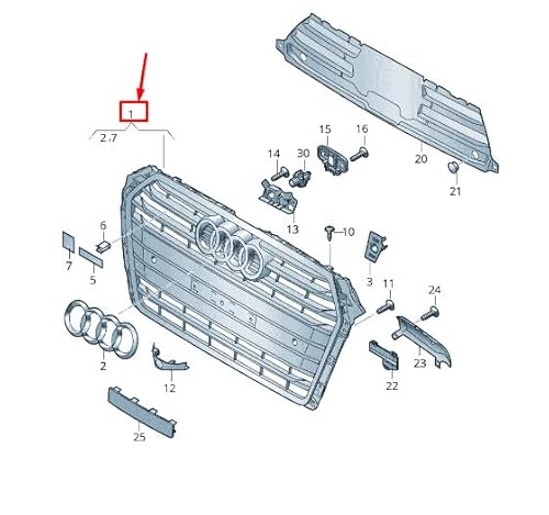 Passend für Audi A4 Avant B9 Kühlergrill 8W0853651Cb Rn4 8W0853651Cbrn4 Original von gtvtrading