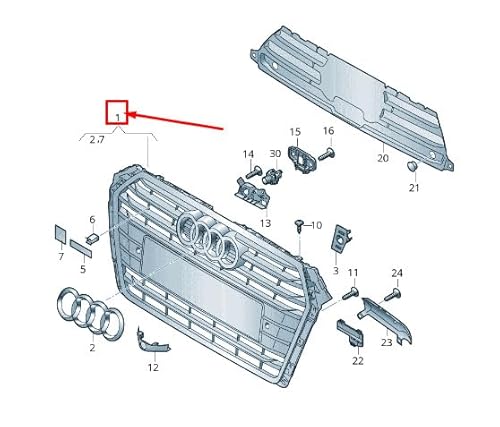 Passend für Audi A4 Avant B9 Kühlergrill 8W0853651Jrp5 8W0853651J Rp5 Original von gtvtrading