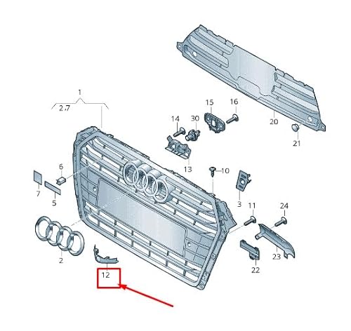 Passend für Audi A4 Avant B9 Kühlergrill Abdeckkappe 8W08531403Fz Original von gtvtrading