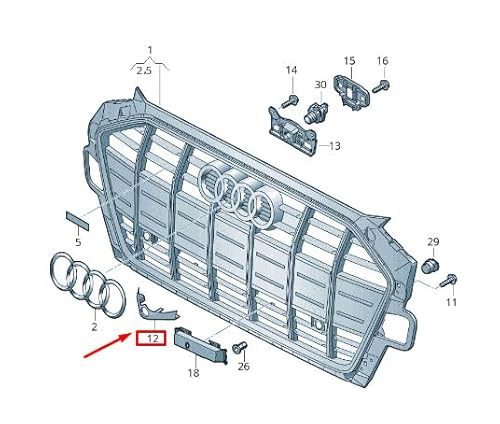 Passend für Audi A4 Avant B9 Kühlergrill Abdeckkappe 8W0853140J9B9 Original von gtvtrading