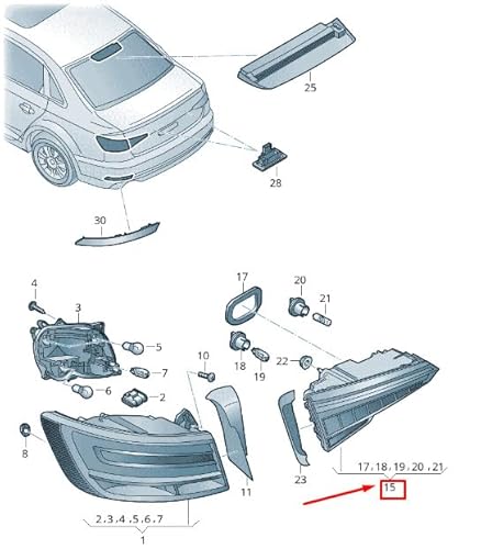 Passend für Audi A4 B9 Heckklappe Rückleuchte Hinten Rechts 8W5945094H Original von gtvtrading