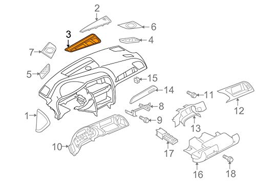 Passend für Audi A5 8T Armaturenbrett Heizung Lüftung Gitter Zierleiste Lhd 8T18196356Ps Original von gtvtrading