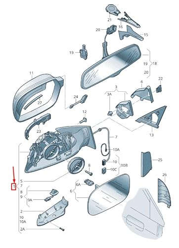 Passend für Audi A5 8T Außenspiegel Vorne Links Rhd 8T2857409Ah3Fz Original von gtvtrading