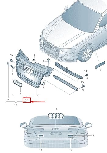 Passend für Audi A5 Sportback 8T Kühlergrill 8T0853651G Alz 8T0853651Galz Original von gtvtrading