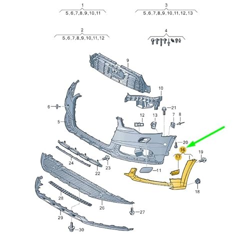 Passend für Audi A6 Allroad Quattro C7 Frontstoßstange Rechts Spoiler 4G0807062Dgru Original von gtvtrading