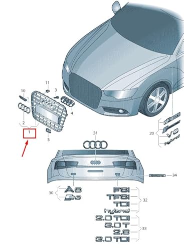 Passend für Audi A6 Avant C7 Kühlergrill 4G0853651K 1Rr 4G0853651K1Rr Original von gtvtrading