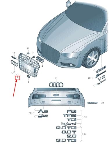 Passend für Audi A6 Avant C7 Kühlergrill vorne 4G0853651B Cka 4G0853651Bcka Original von gtvtrading