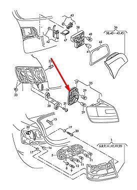 Passend für Audi A6 C6 Rücklicht Lampenfassung Hinten Rechts 4F5945222D Original von gtvtrading