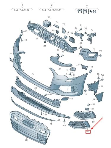 Passend für Audi A6 C8 Luftleitgitter Stoßstange Vorne Rechts 4K08076489B9 Original von gtvtrading