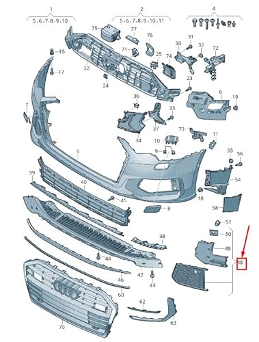 Passend für Audi A6 C8 Luftleitgitter Stoßstange Vorne Rechts 4K0807648B9B9 Original von gtvtrading