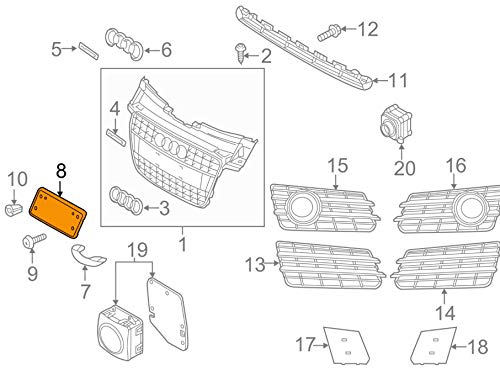 Passend für Audi A7 4G Frontstoßstangengrill Kennzeichenhalter 4G8807287R1Rr 2015 Original von gtvtrading