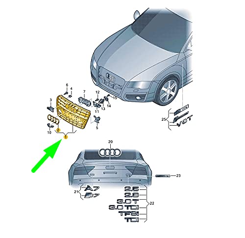 Passend für Audi A7 Sportback 4G8 Kühlergrill 4G8853651Dt94 Original von gtvtrading