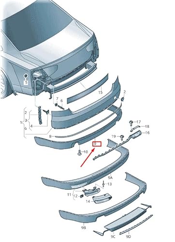 Passend für Audi A8 4H Heckspoiler unten Stoßstange Spoiler 4H0807521Dgru 4H0807521D Gru Original von gtvtrading