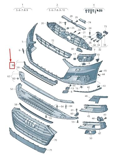 Passend für Audi A8 4N Kühlergrill Vorne Mitte Unten 4N0807697 3Fz 4N08076973Fz Original von gtvtrading