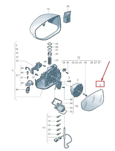 Passend für Audi A8 4N Türspiegelglas Vorne Rechts 4N0857536D Original von gtvtrading