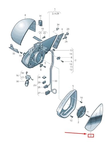 Passend für Audi E-Tron Ge Türspiegelglas Vorne Rechts 4Ke857536S Original von gtvtrading