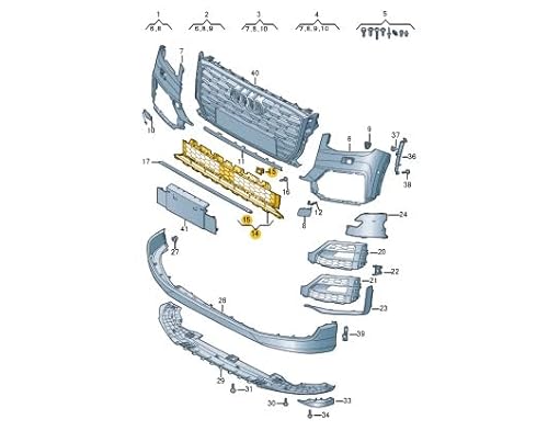Passend für Audi Q2 Frontstoßstange Mitte Unterer Kühlergrill 81A807647Aru6 Original von gtvtrading