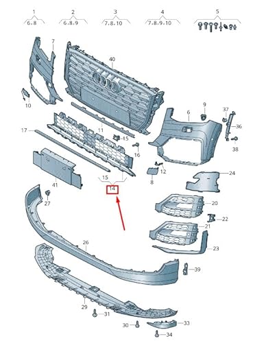 Passend für Audi Q2 Ga Frontstoßstange unten Mitte Kühlergrill 81A807647Hru6 Original von gtvtrading