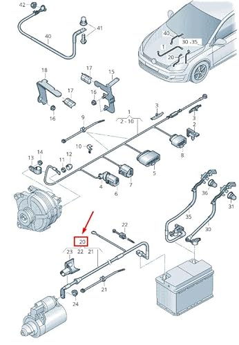 Passend für Audi Q2 Ga Pluskabel Batterie 5Q0971228G Original von gtvtrading