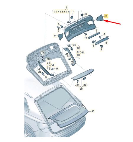 Passend für Audi Q3 F3 Sportback Rücklichtblende Hinten Rechts 83A867658A4Pk Original von gtvtrading